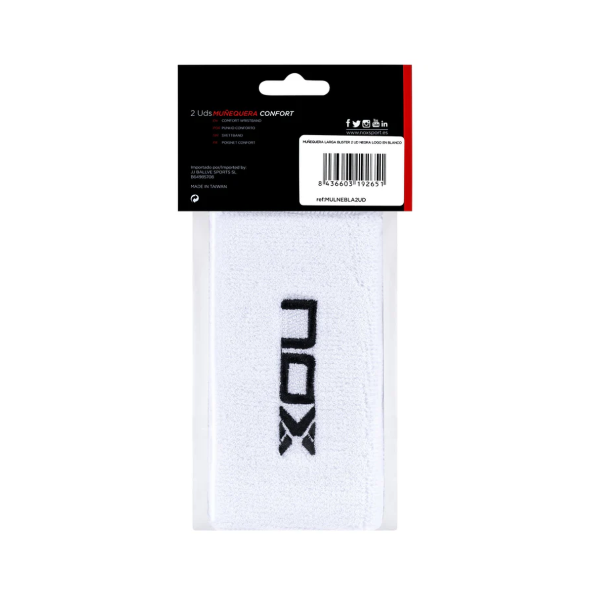 Nox Long Sweatbands White 2pcs