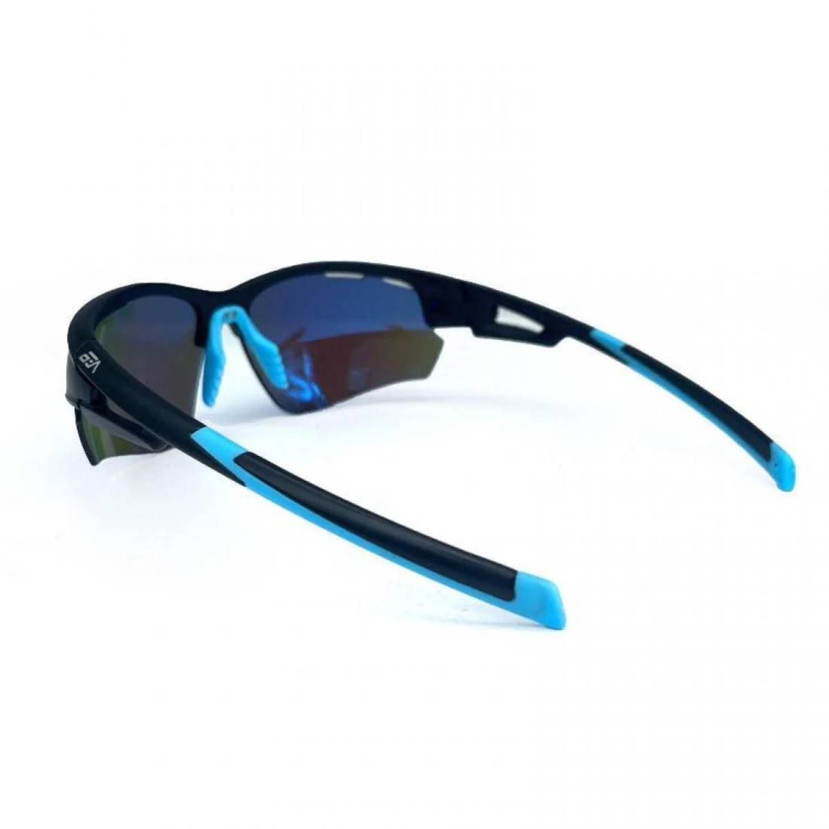 A close-up of the Addictive Pearl C1 Black Blue padel sunglasses, showing the black frame and blue polarized lens details.