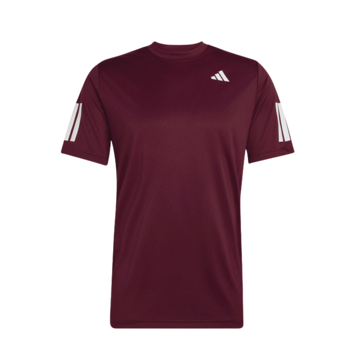 Front view of the burgundy adidas men's T-shirt.