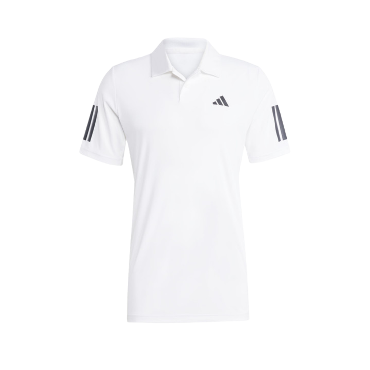 Front view of the white adidas polo shirt.
