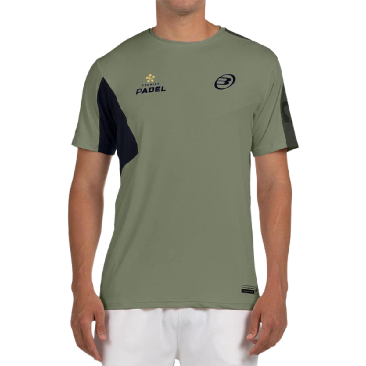 Front view of the Bullpadel Pocate Premier Padel kaki T-shirt.