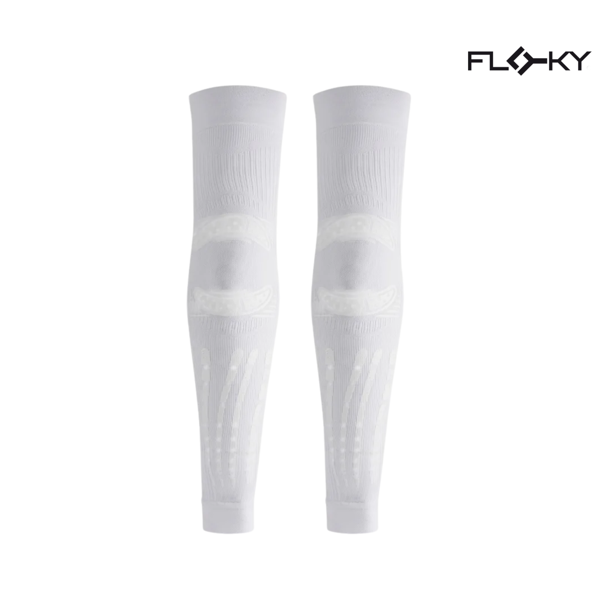 Floky Elbow Sleeves White (2 Pieces) front view showing graduated compression support for improved elbow stability and comfort during sports and training.