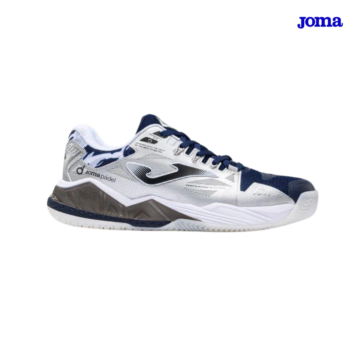 Side view of the Joma Spin 2026 men's padel shoe with Joma logo.