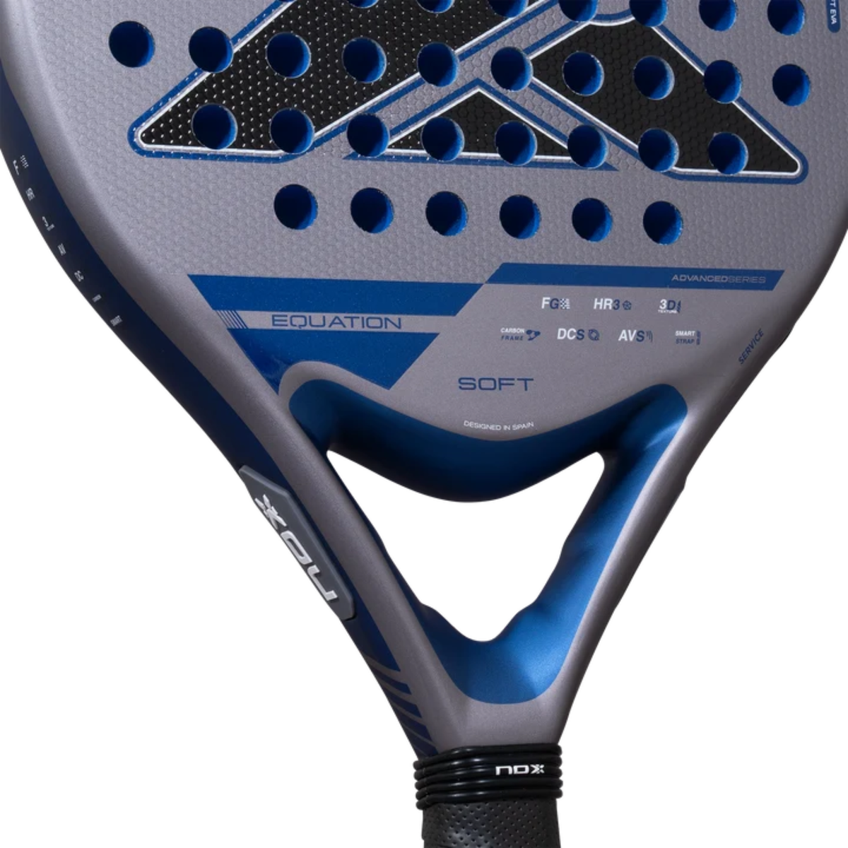 Close-up of the lower racket face and Equation SOFT details of the NOX Equation SOFT Advanced 2027.
