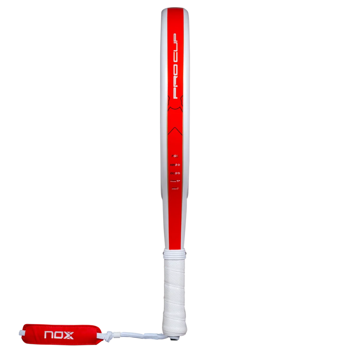 Side view of the NOX ML10 Pro Cup COORP by Miguel Lamperti 2027 padel racket showing the frame profile.
