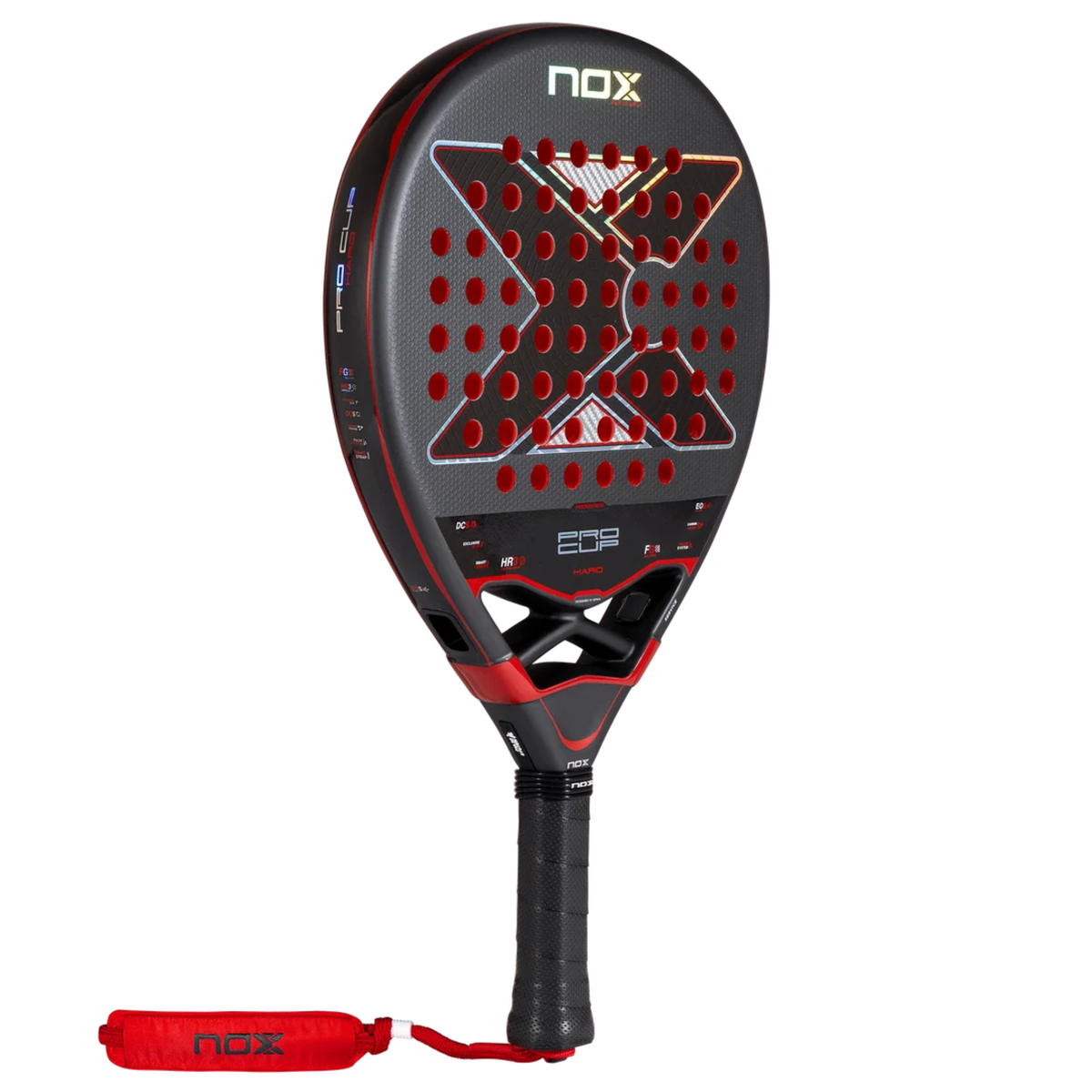 Rear view of the NOX Pro Cup HARD by Agustin Tapia 2027 padel racket showing the racket face and frame design.