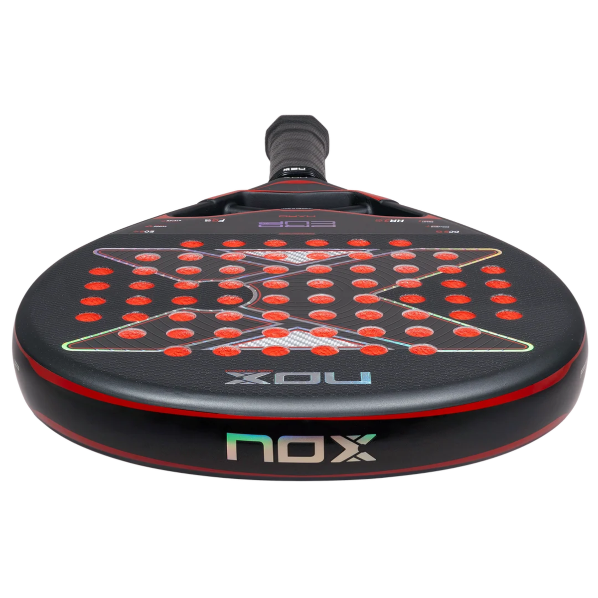 Angled view of the top frame and racket face of the NOX Pro Cup HARD by Agustin Tapia 2027.
