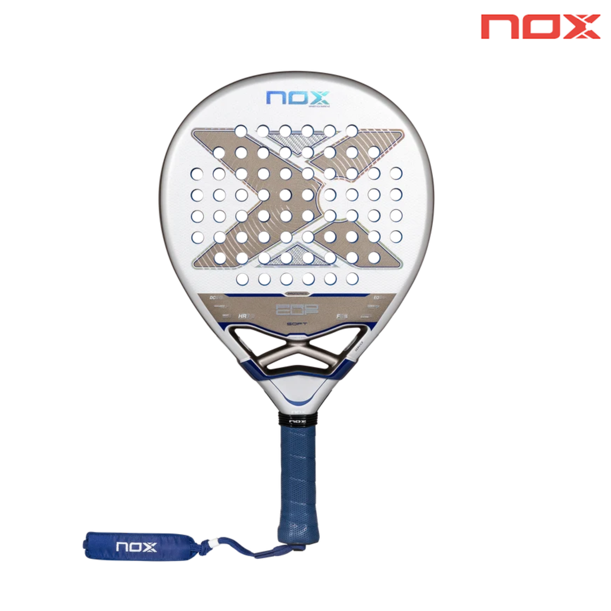 Front view of the NOX Pro Cup SOFT by Agustin Tapia 2027 padel racket with NOX logo.