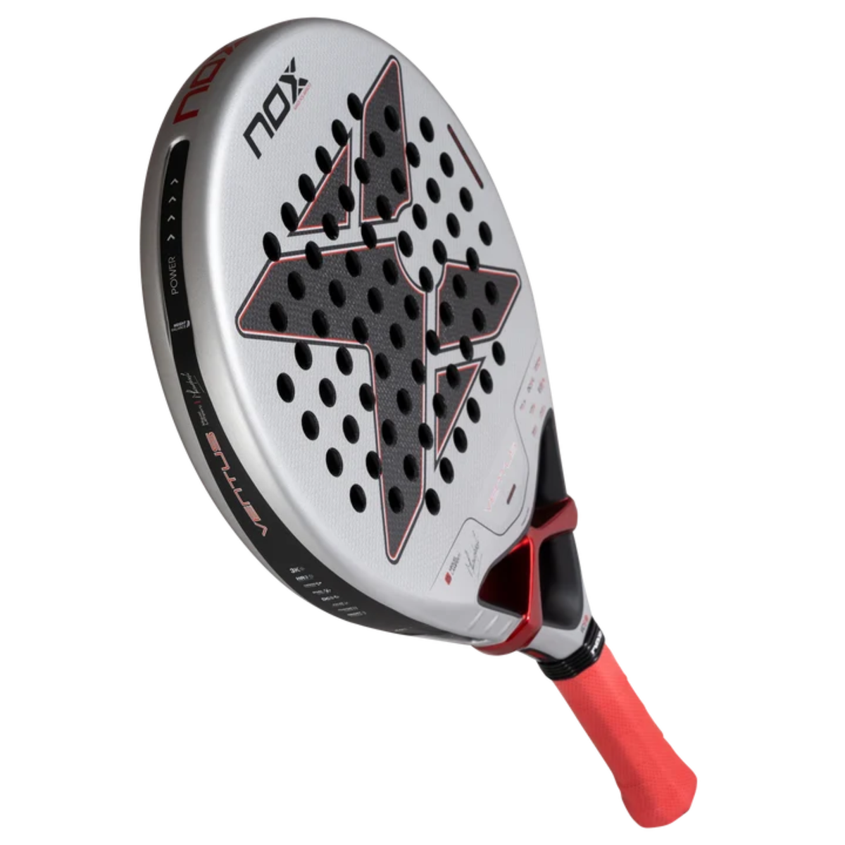 Angled full view of the NOX Ventus Control 3K by Miguel Lamperti 2027 padel racket