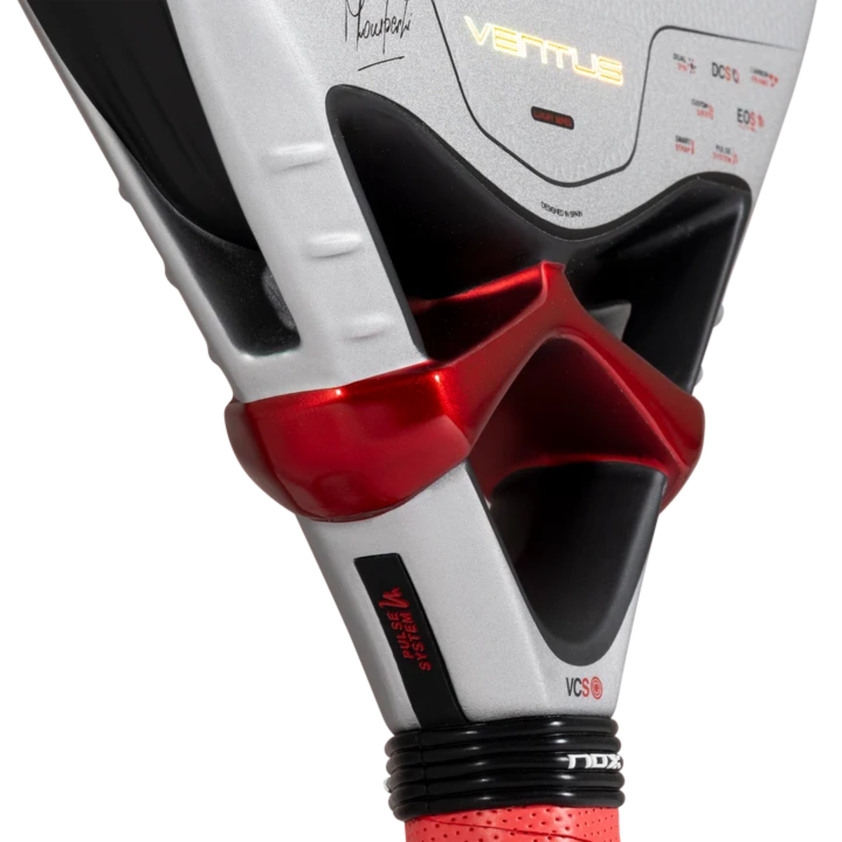 Close-up of the lower bridge and handle connection of the NOX Ventus Control 3K by Miguel Lamperti 2027.