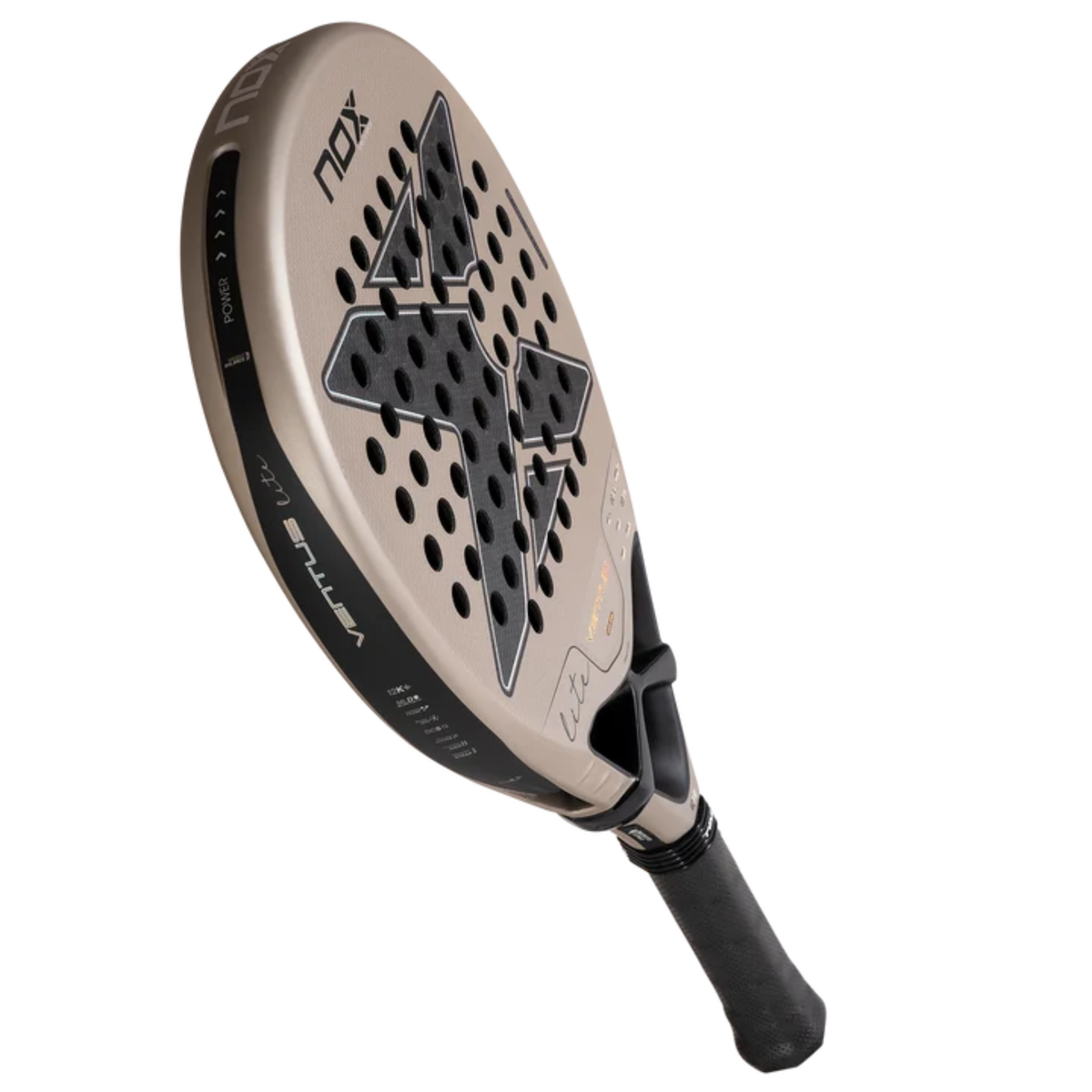 Angled full view of the NOX Ventus Hybrid 12K Lite 2027 padel racket.