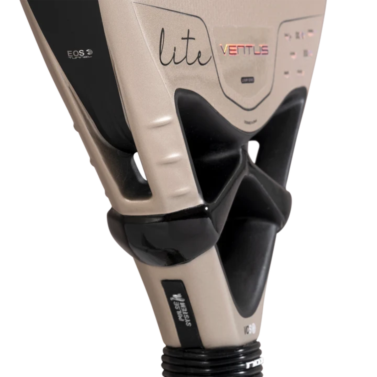 Close-up of the lower bridge and handle connection of the NOX Ventus Hybrid 12K Lite 2027.