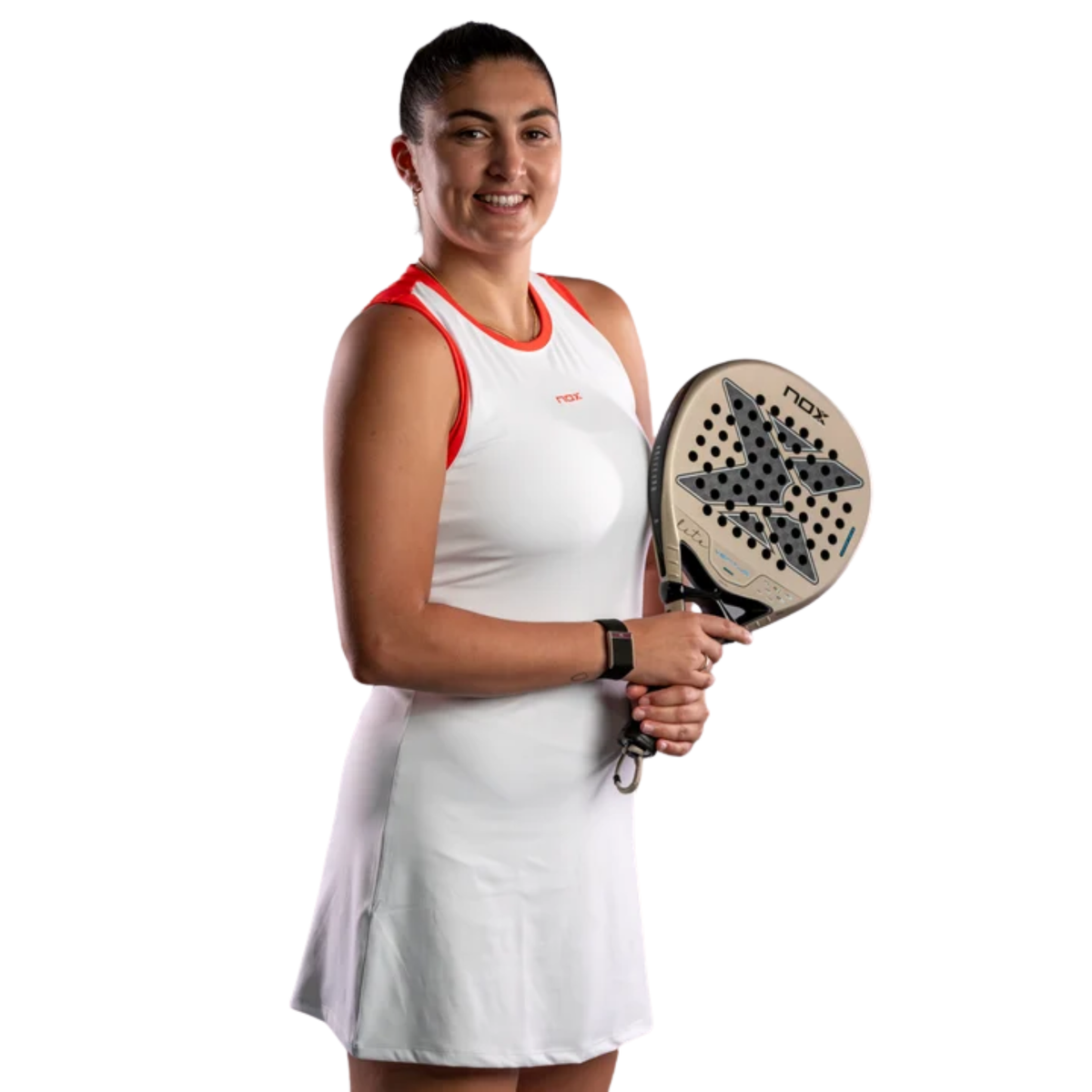 Player holding the NOX Ventus Hybrid 12K Lite 2027 padel racket.