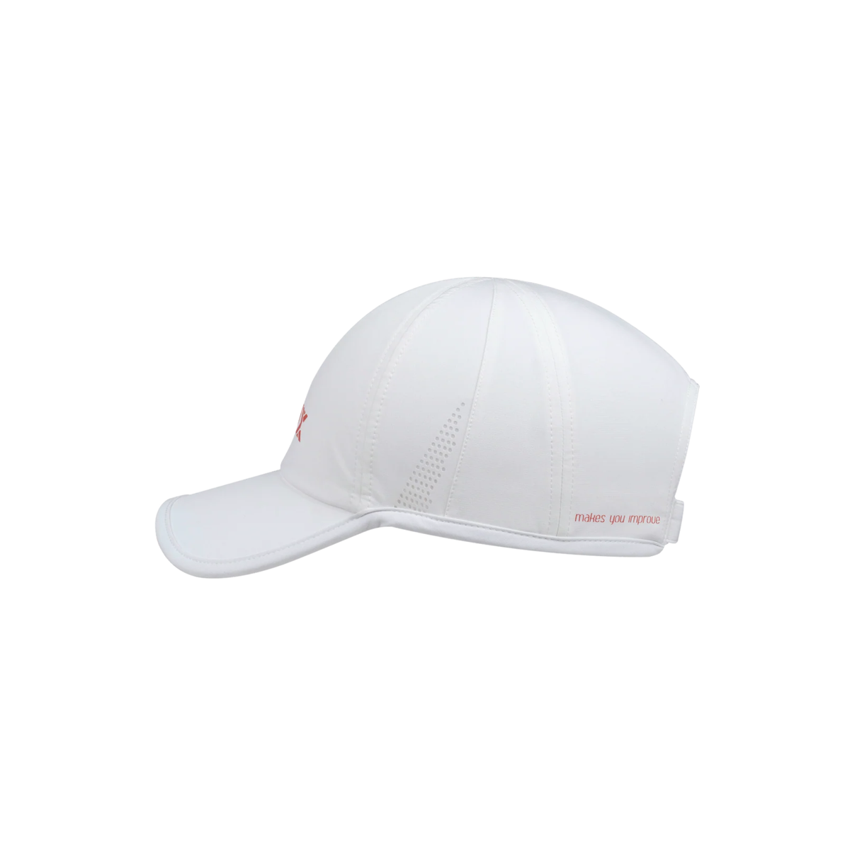 Side view of the white NOX cap showing the side profile and ventilation details.