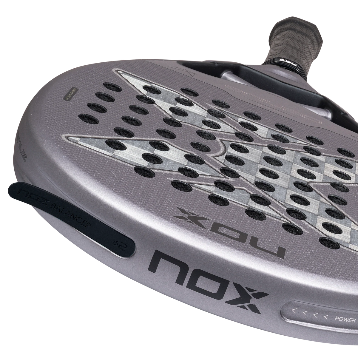 Front view of the black protective cover for the Nox AT10 GENIUS 18K ALUM 2027 padel racket.