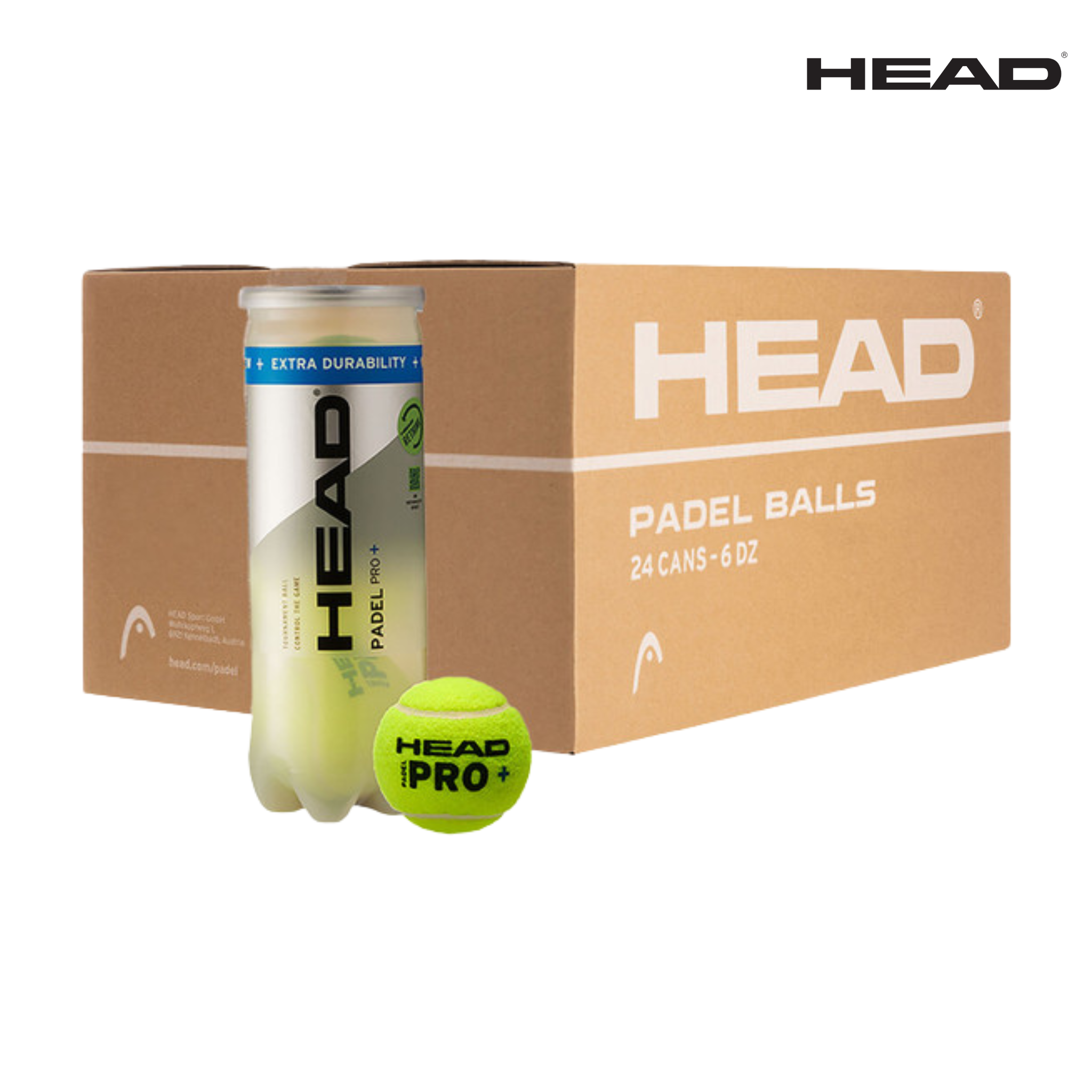 HEAD Padel Pro + Balls Box (24 x 3 pieces) | Padel Balls