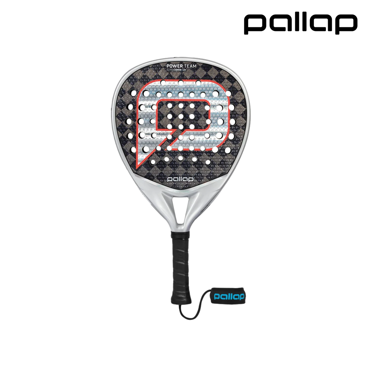 Front view of the Pallap Power Team 2026 padel racket with external logo.