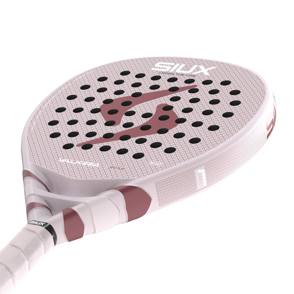 Close-up of the lower frame and bridge of the Siux Valkiria Elite padel racket.