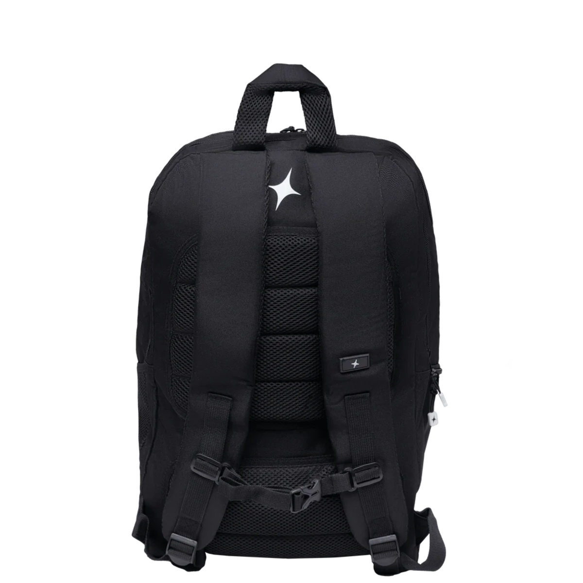 Side view of the StarVie Hard EVA Black padel backpack showing its shape and storage compartments.