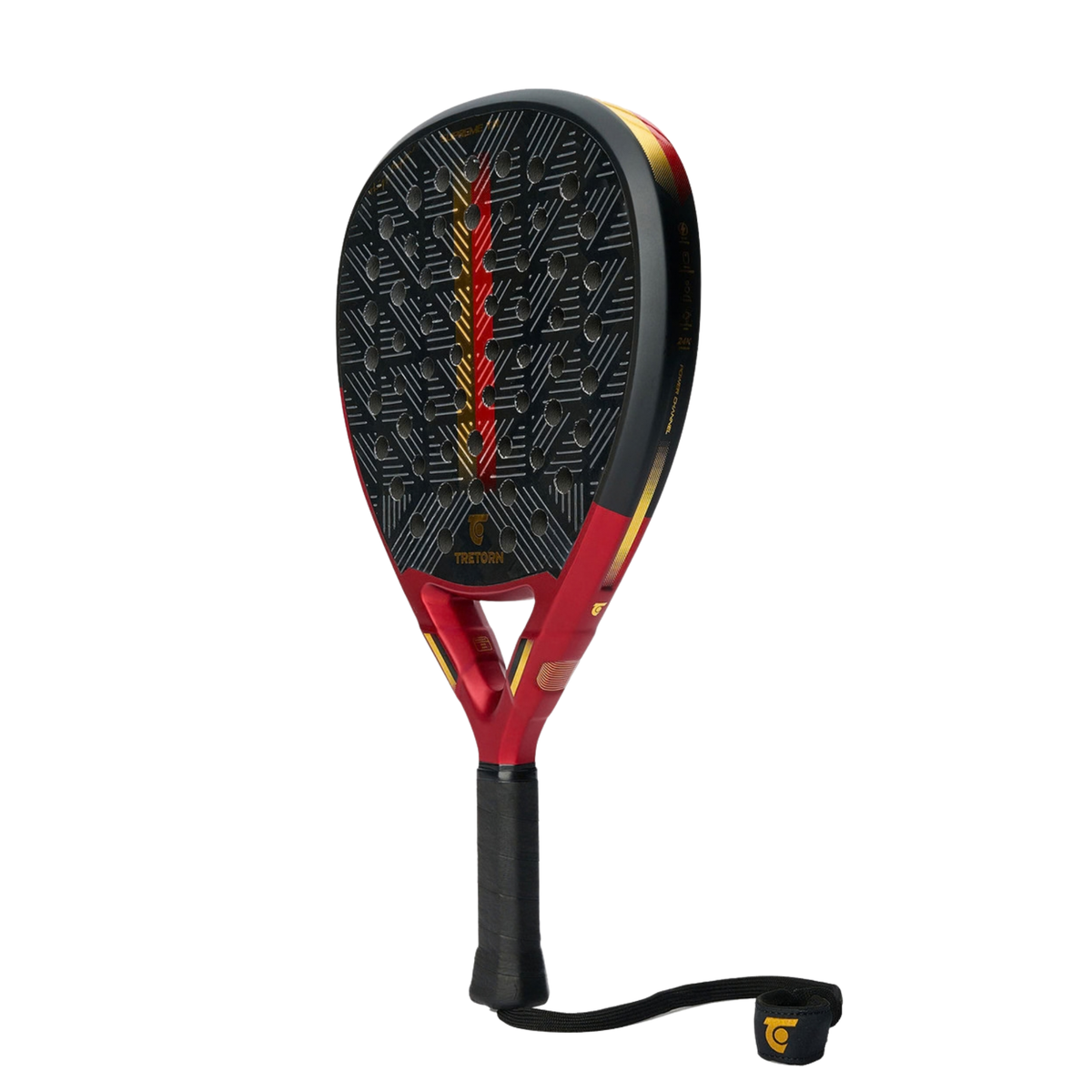 An angled front view of the Tretorn Supreme TR padel racket, showing the racket face, outer frame and Tretorn branding.