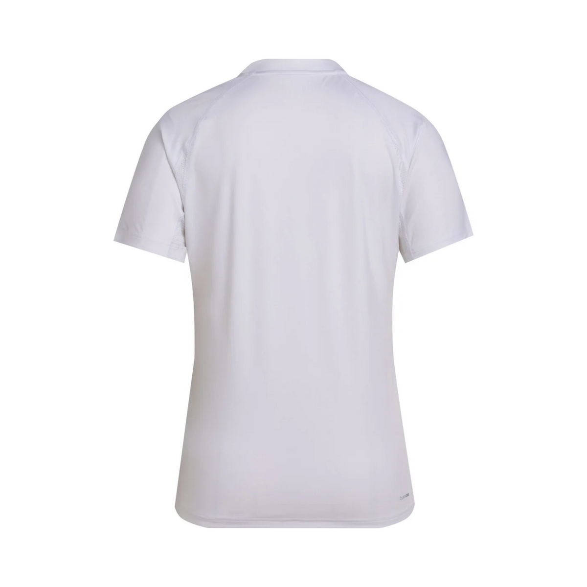 Back view of the adidas Club 3-Stripes Climacool T-Shirt White, showing the clean white short-sleeve design, raglan-style shoulder seams and subtle Climacool branding near the lower back.