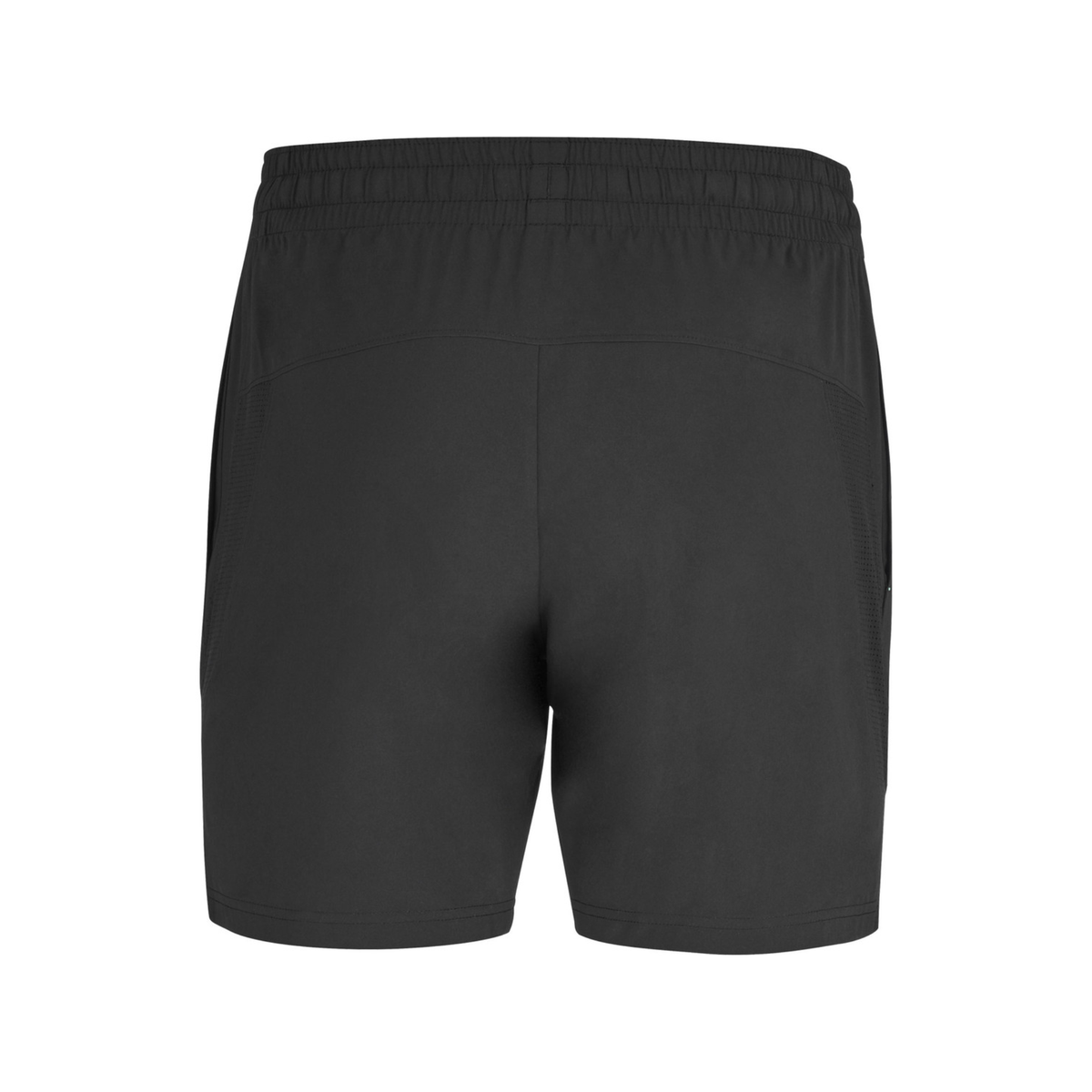 Back view of the Babolat Juan Lebrón Short Black 2027, showing the plain black design, elastic waistband and clean athletic fit.