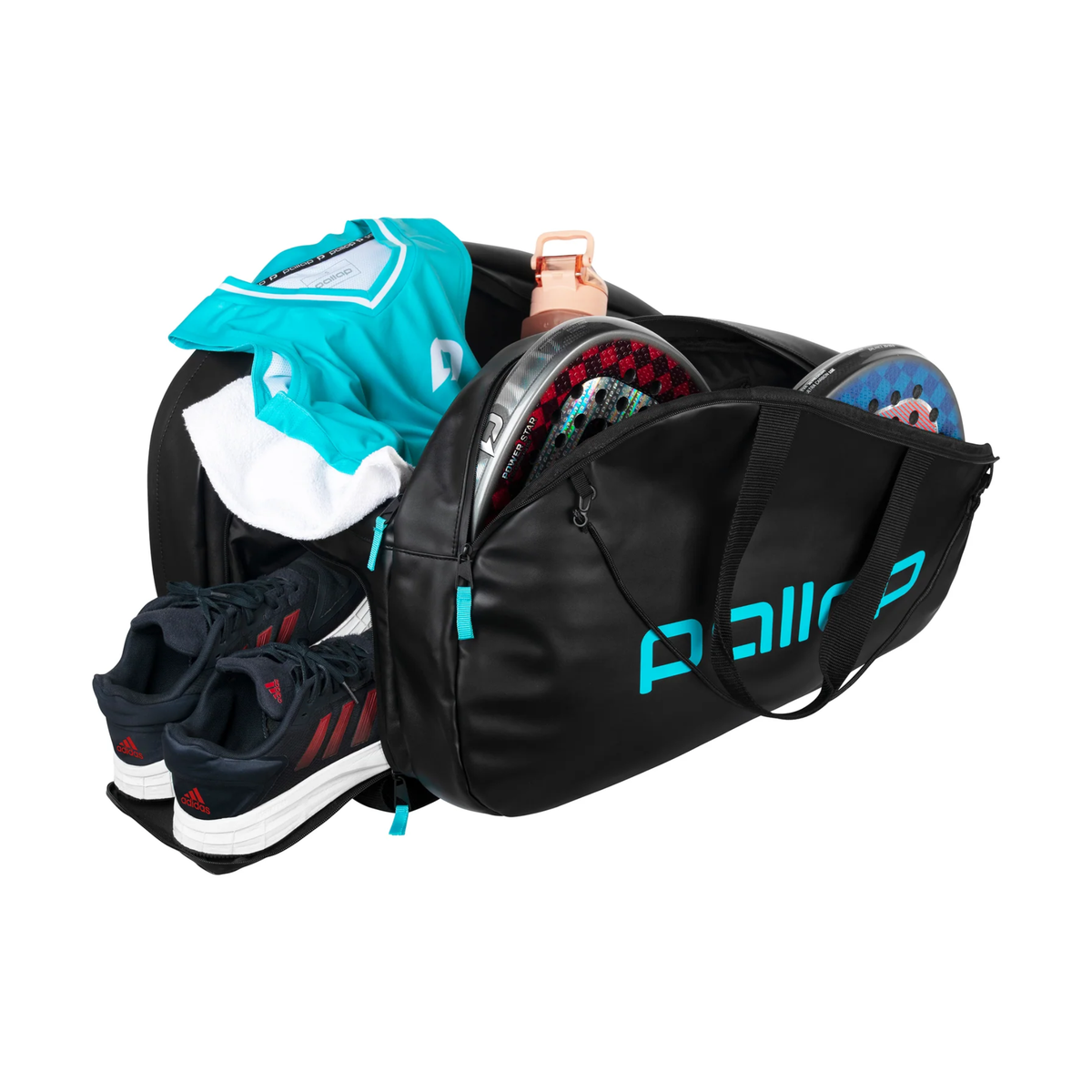 Close-up of the Pallap Pro Racketbag 2026 racket compartment, showing the protected storage area and internal organization.