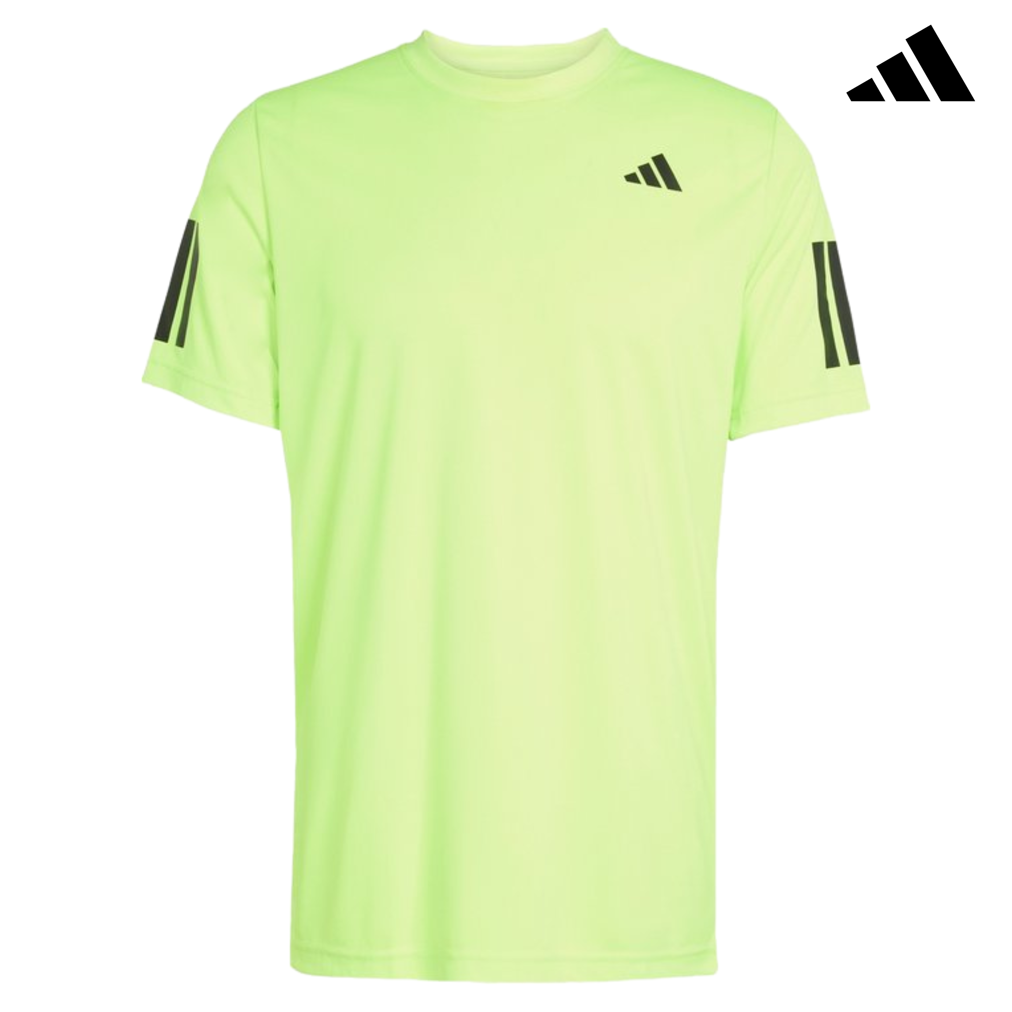 Adidas Club 3 Stripes Tee Shirt Lime | JG0979